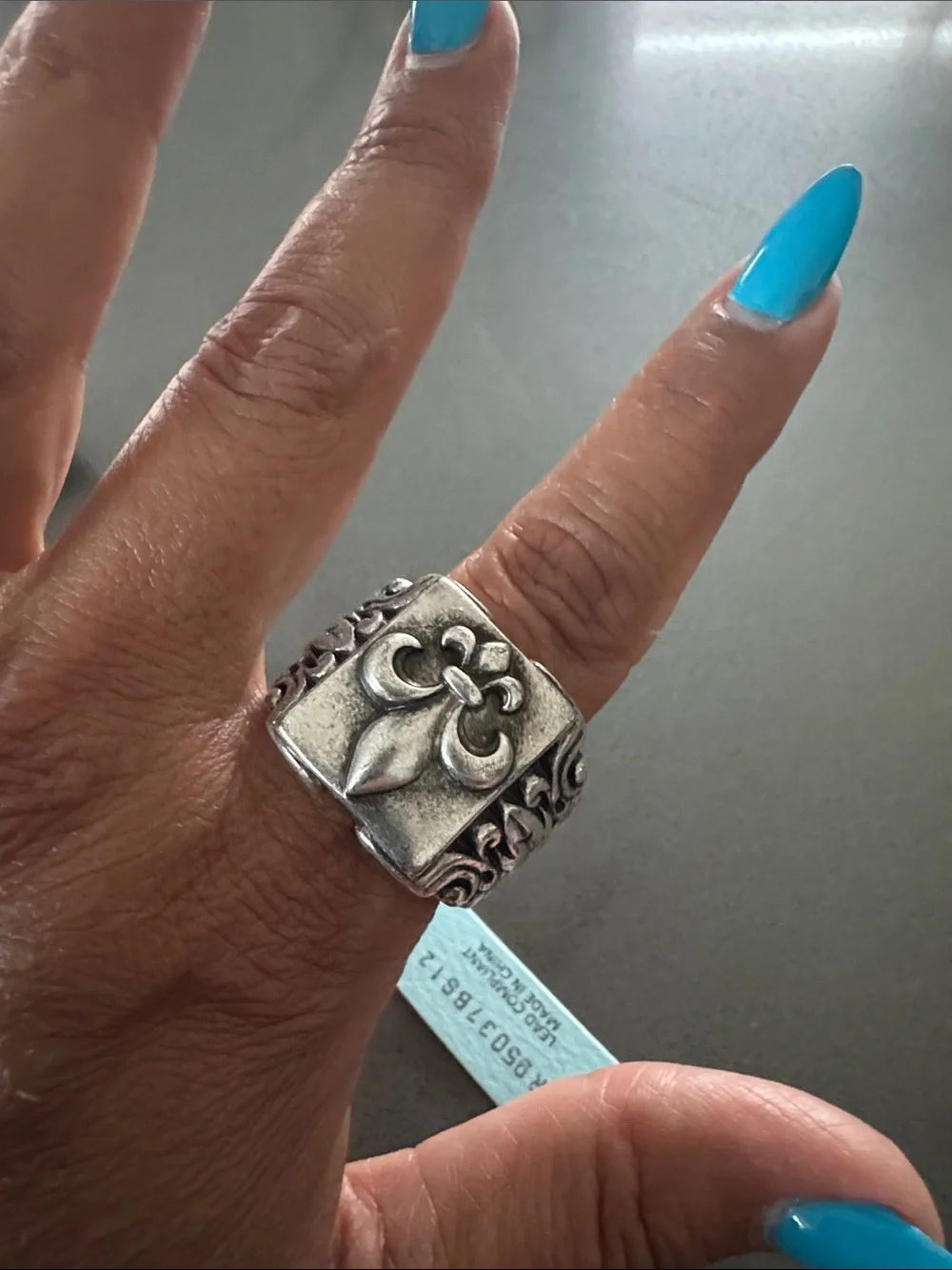 Sigma Gothic Antiqued Silver Fleur-de-Lis Men's Statement Ring size 12